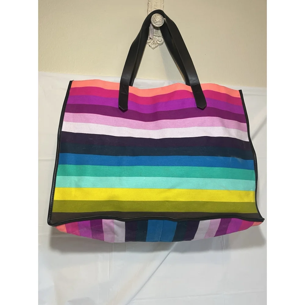 Victoria's Secret beach summer Oversized Shoulder Tote Bright Striped Bag new_4